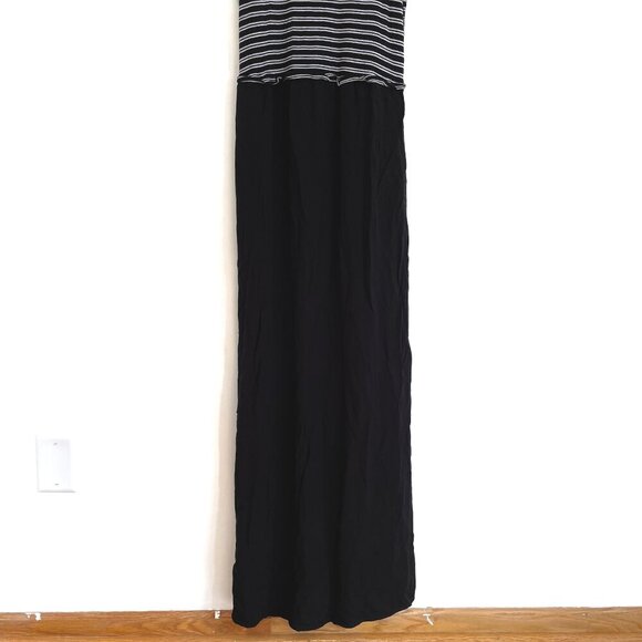 SPLENDID ANTHROPOLOGIE Tiered Maxi Dress Black White Striped Mixed Media Summer - Picture 5 of 14